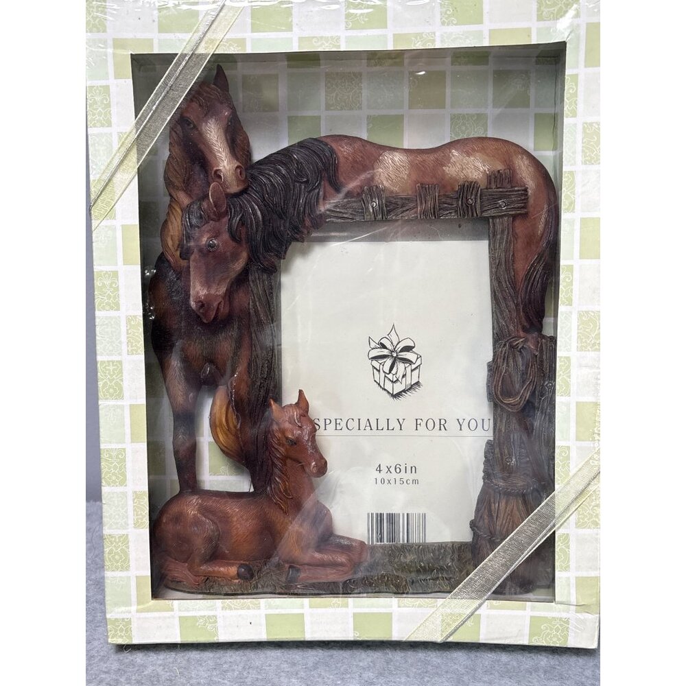 Horse-Themed Resin Picture Frame Holds 4x6" Display